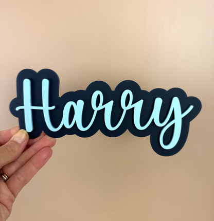 Custom Name Sign Simple | Two Layered acrylic name plaque - Navy + Blue