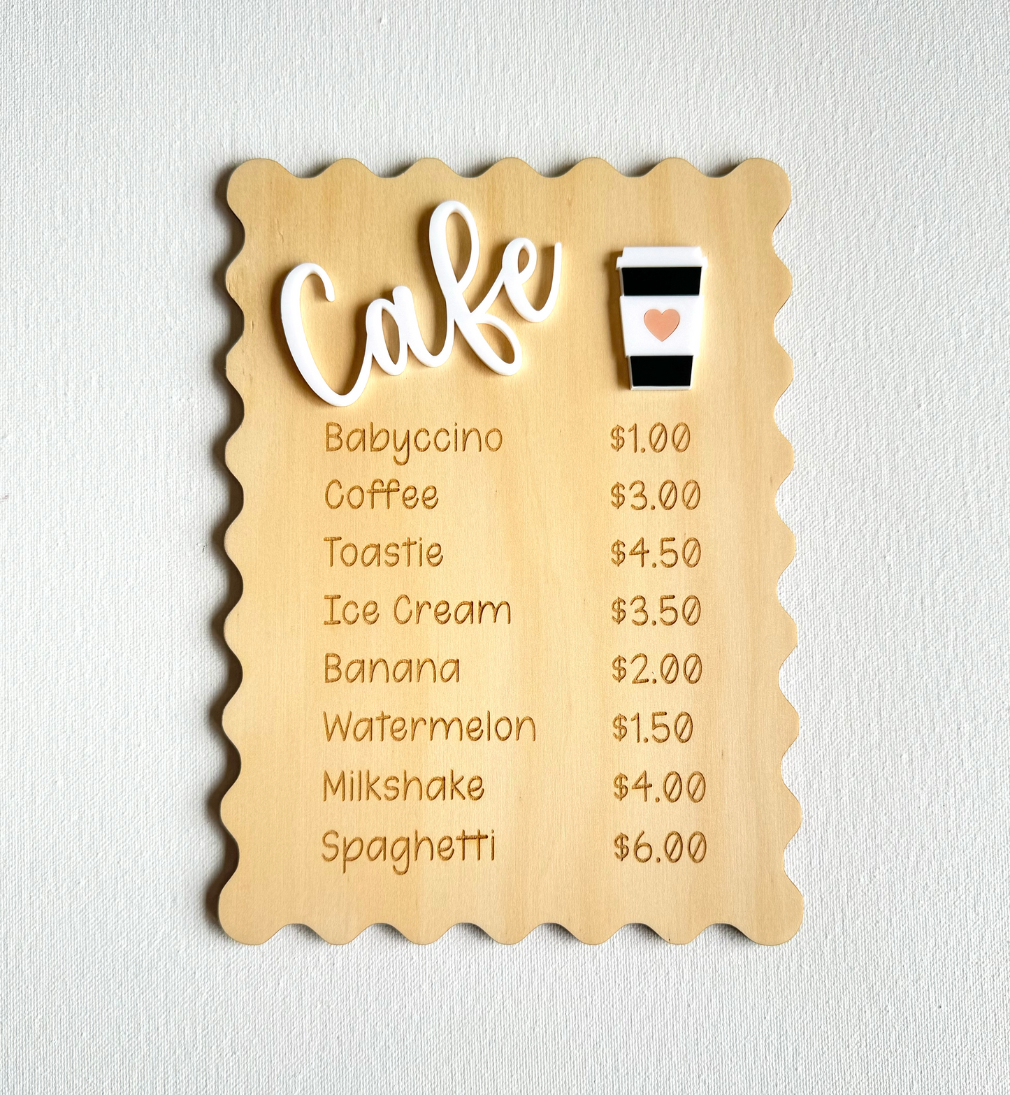 Kids Play Cafe Menu Sign