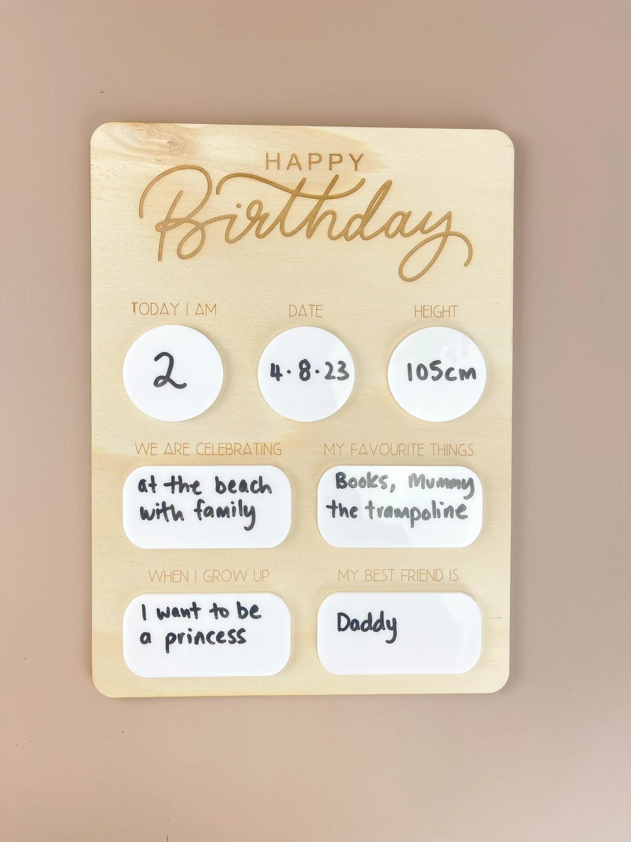 Birthday Board - Fill in each year - Happy Birthday