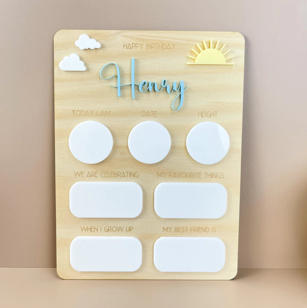 Personalised Name Birthday Board - Fill in each year Sun