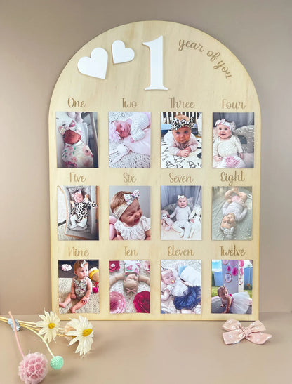 One year of you - 1st Birthday Photo Board - Hearts