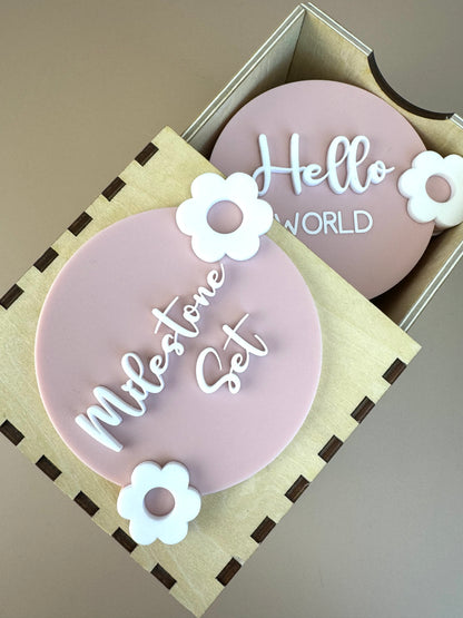 Flower Pink Milestone Disc Set