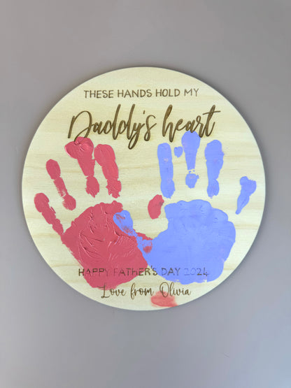 Personalised Father's Day Handprint Plaque 2024