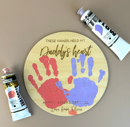 Personalised Father's Day Handprint Plaque 2024