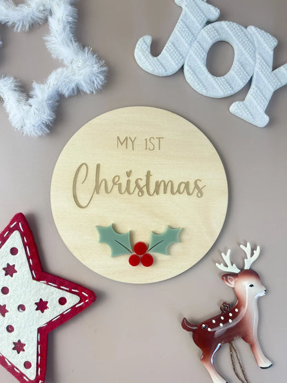 My 1st Christmas Plaque - Holly - First Christmas Sign