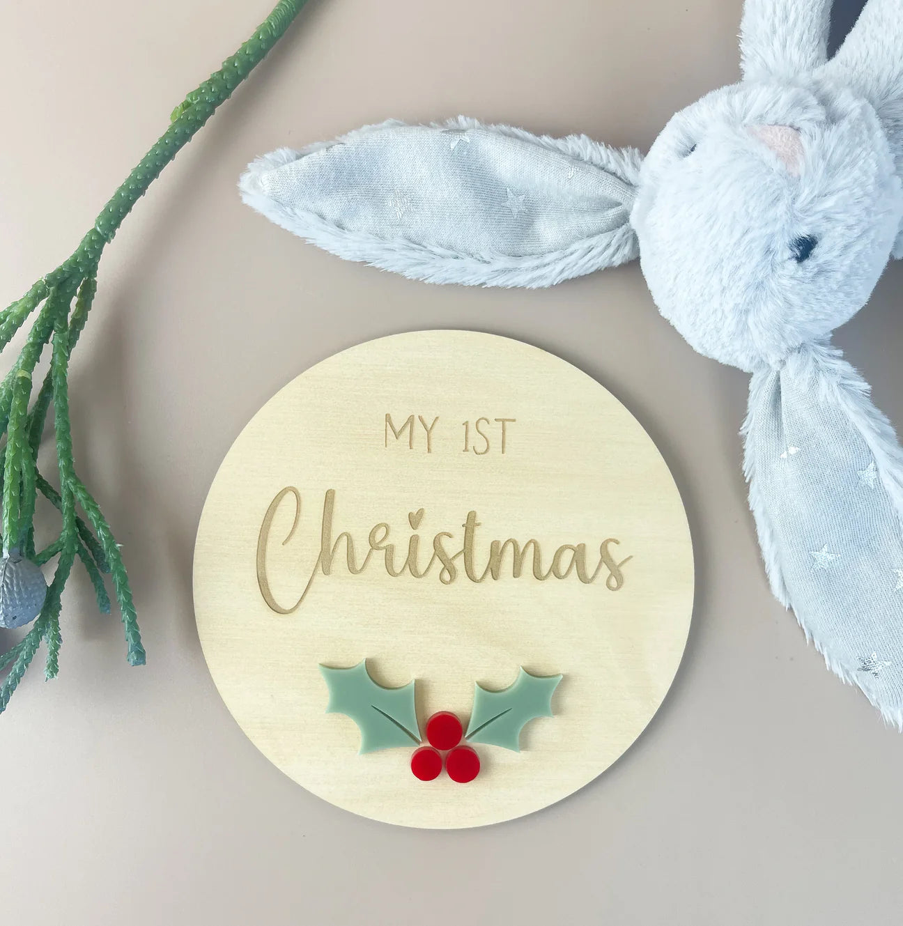 My 1st Christmas Plaque - Holly - First Christmas Sign