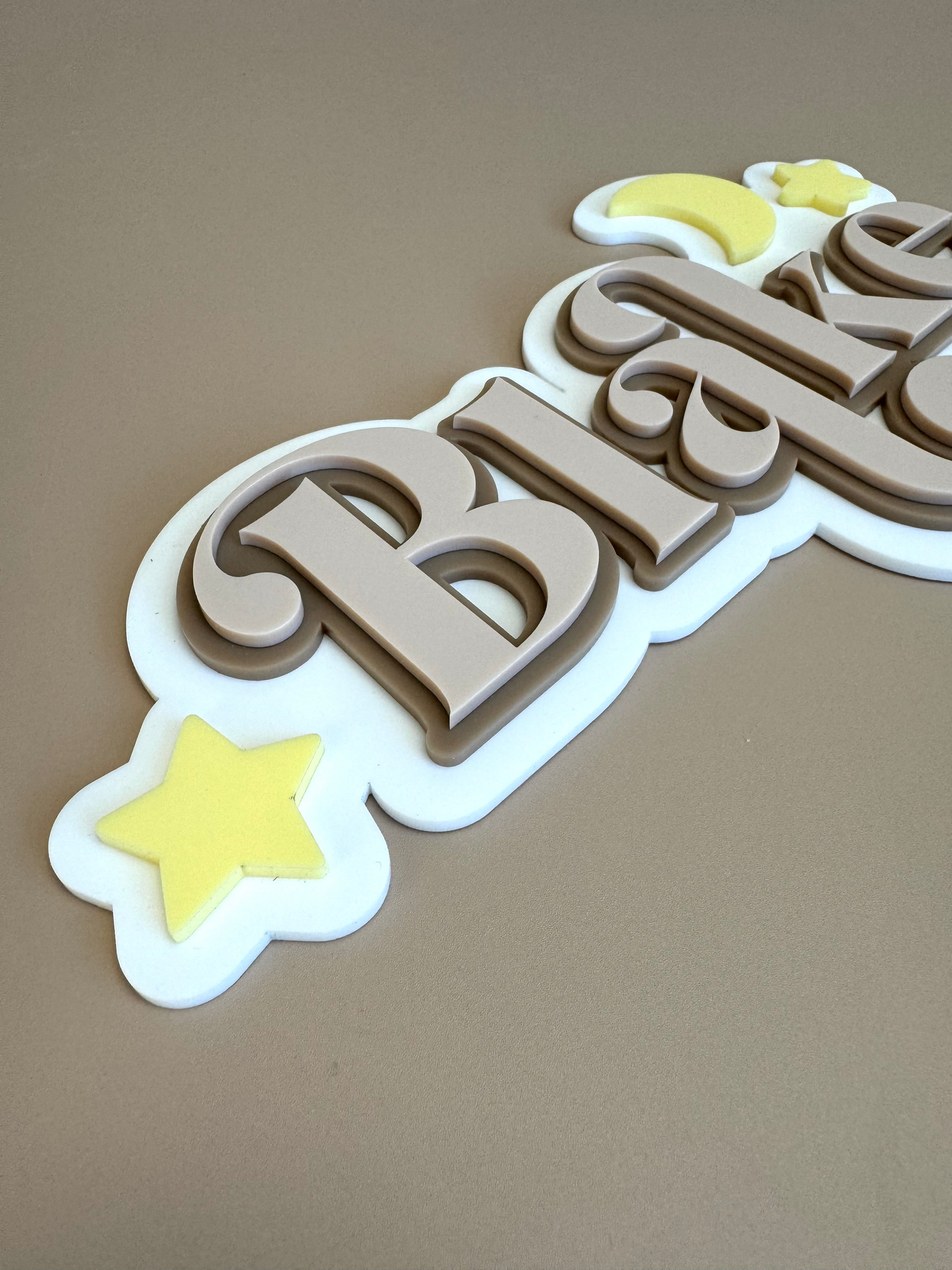 Custom Name Sign Detailed | Layered acrylic name plaque - Moon & Stars