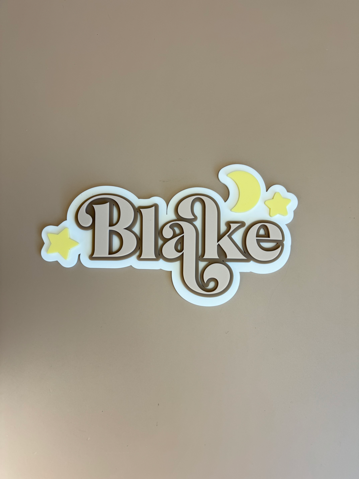 Custom Name Sign Detailed | Layered acrylic name plaque - Moon & Stars