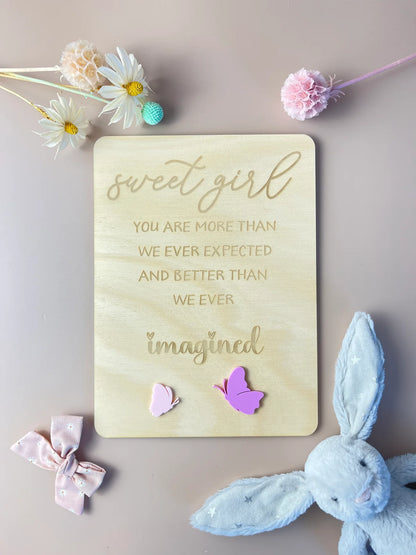 Sweet Girl - keepsake decor - butterflies