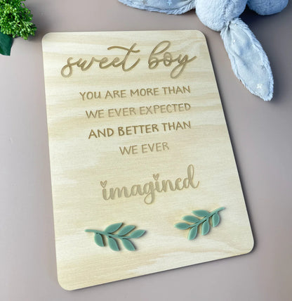 Sweet Boy - keepsake decor - leafy