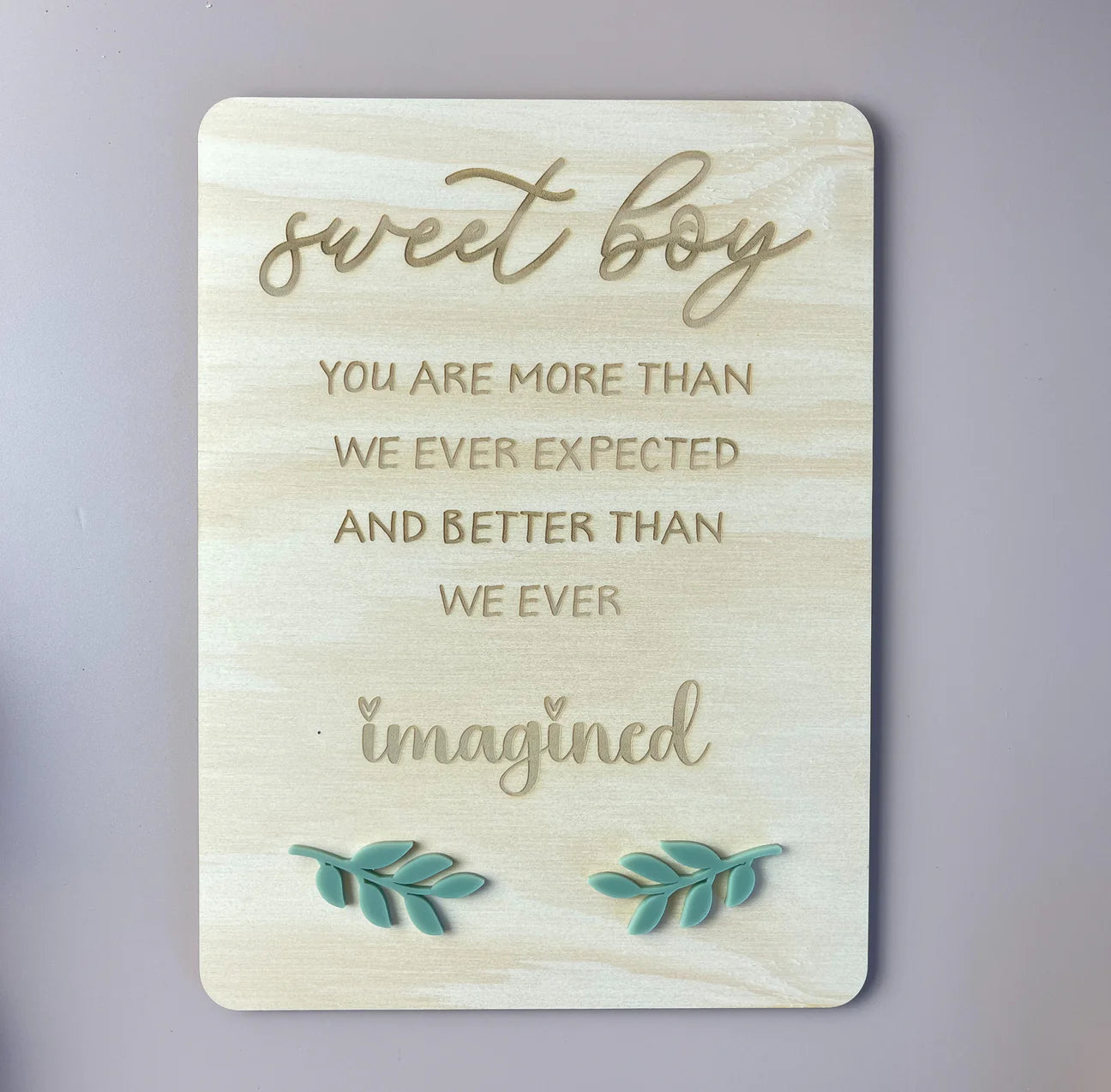 Sweet Boy - keepsake decor - leafy