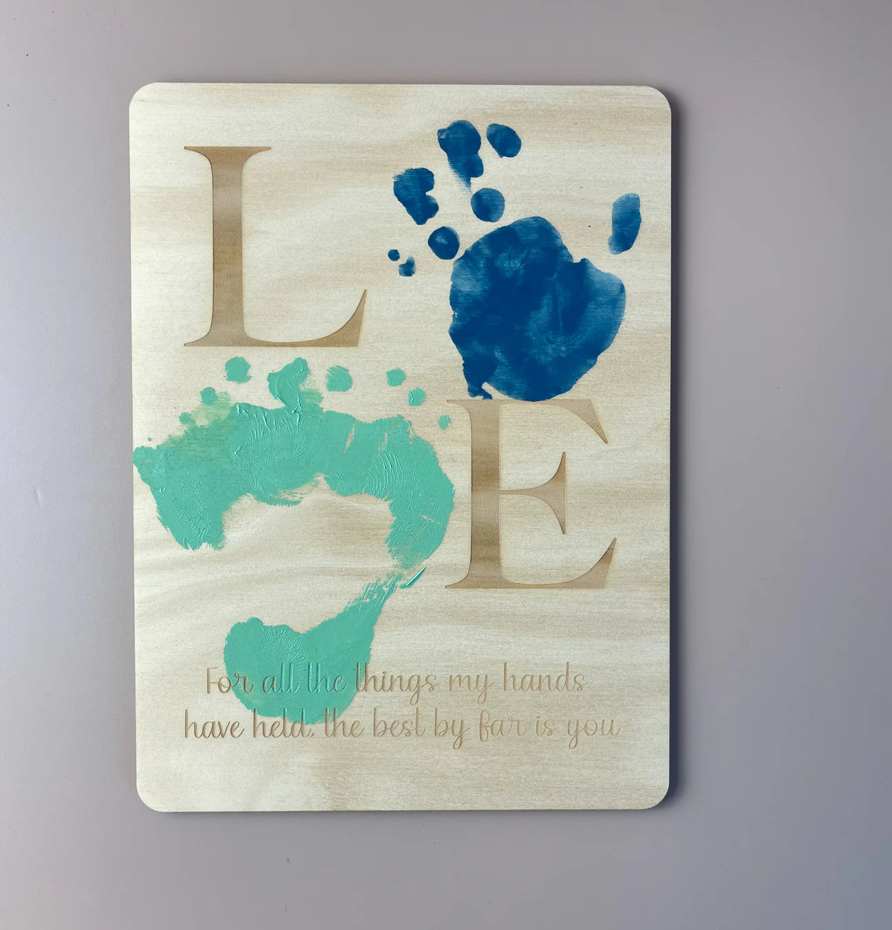 LOVE handprint keepsake plaque