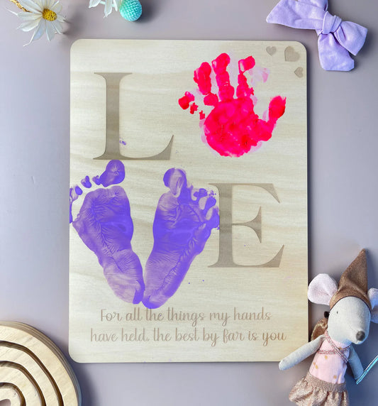 LOVE handprint keepsake plaque