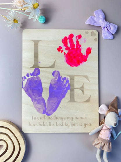 LOVE handprint keepsake plaque