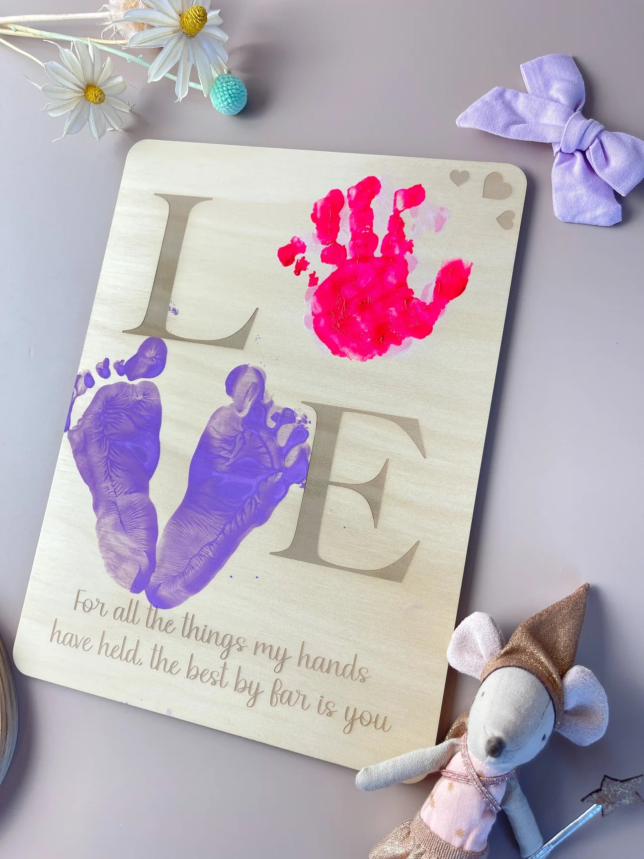 LOVE handprint keepsake plaque