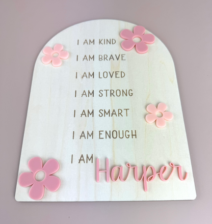 Custom Floral Affirmation Sign