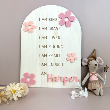 Custom Floral Affirmation Sign