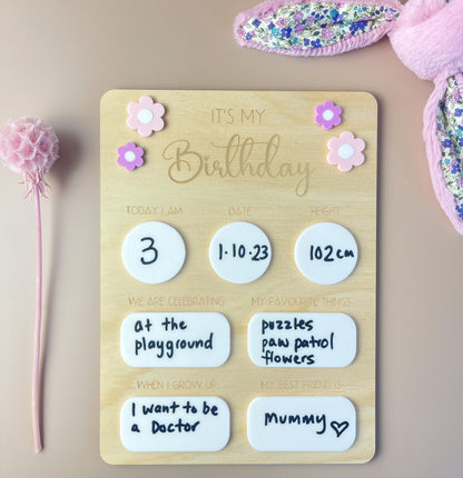 Birthday Board - It's my Birthday - Floral