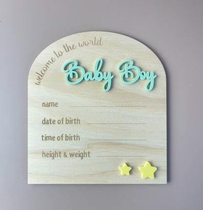 Welcome Baby Boy - Olive - Stars