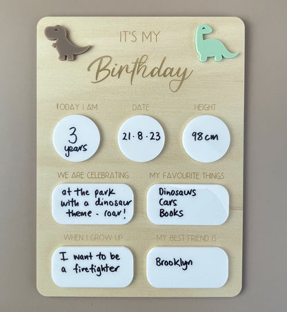 Birthday Board - It's my Birthday - Dinosaurs