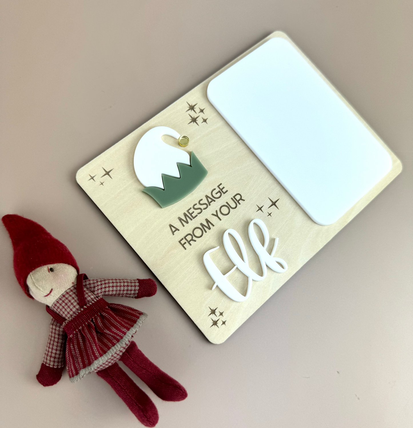 A message from your elf reusable board - olive