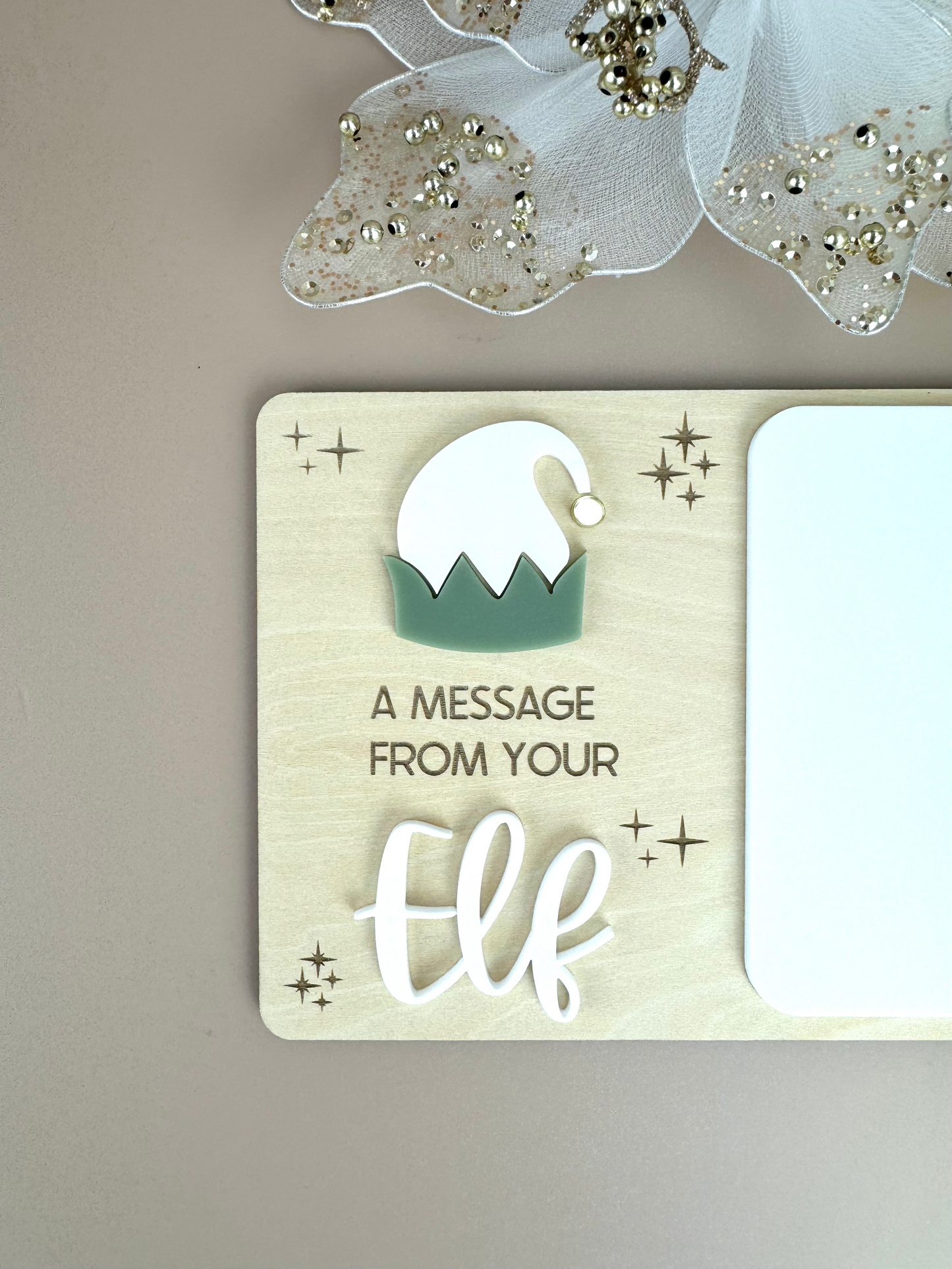 A message from your elf reusable board - olive