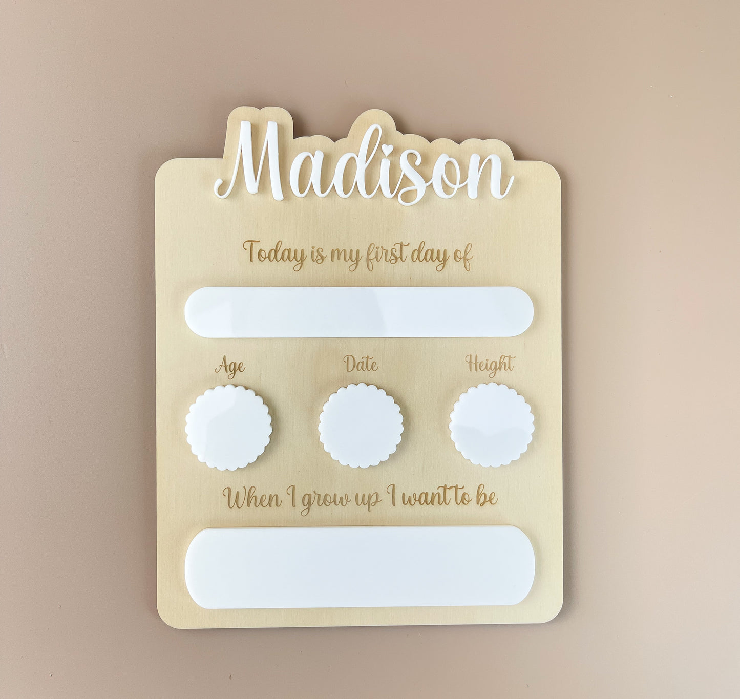 Personalised First day of School Board - White