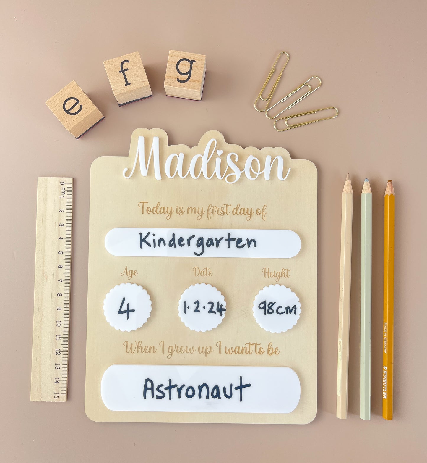 Personalised First day of School Board - White