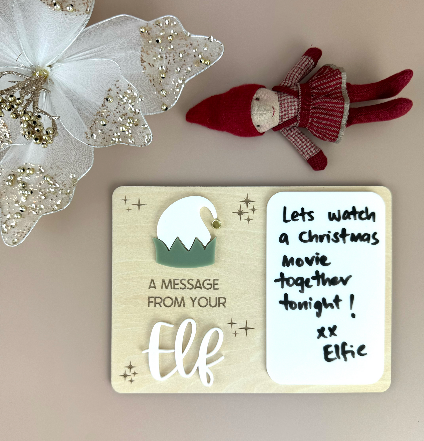 A message from your elf reusable board - olive