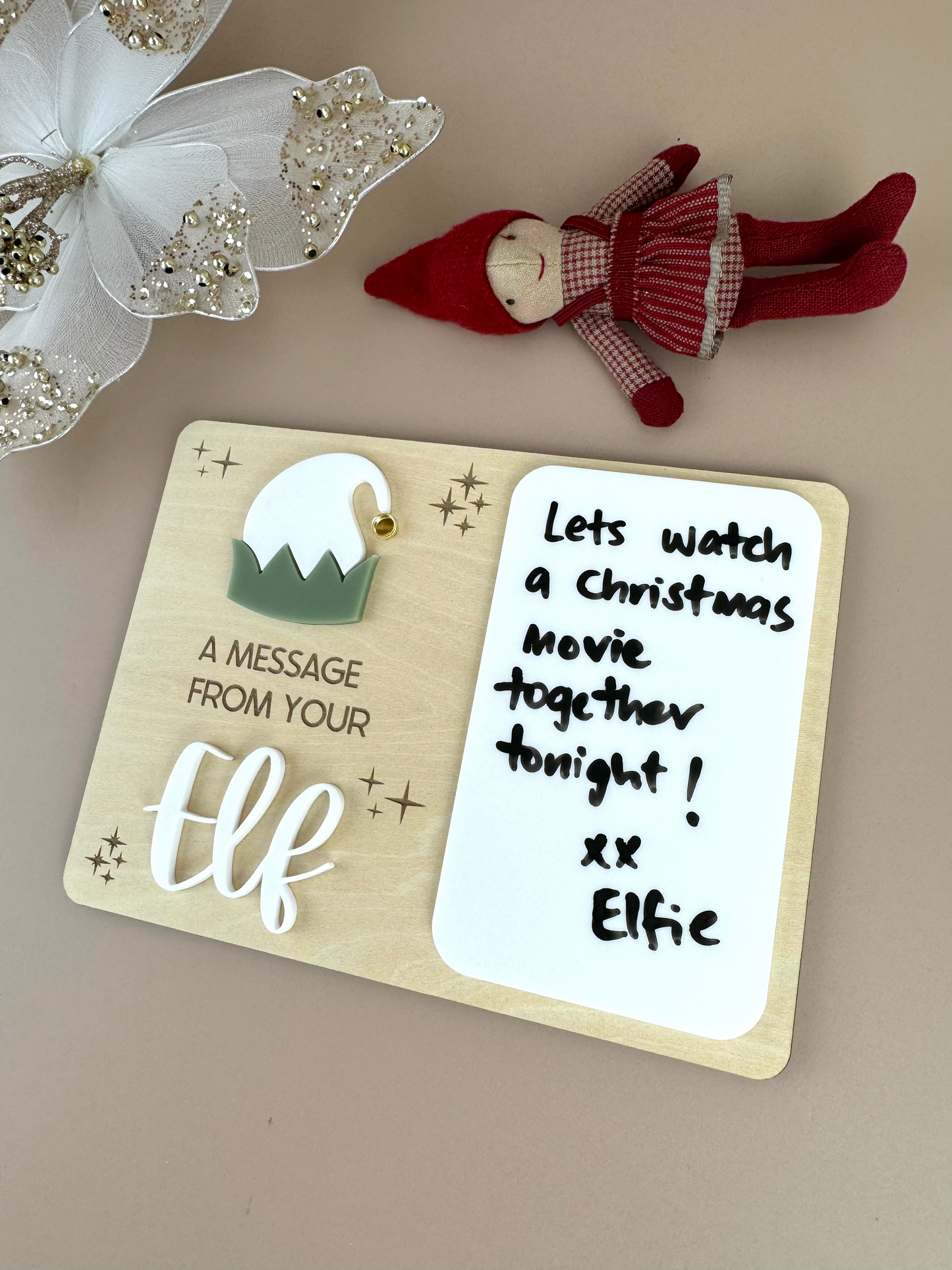 A message from your elf reusable board - olive