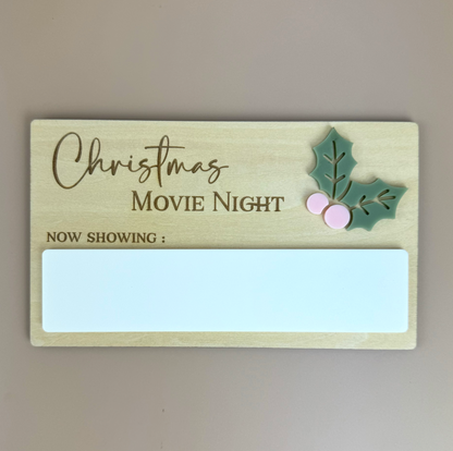 Christmas Movie Night Sign - Reusable Xmas movie board