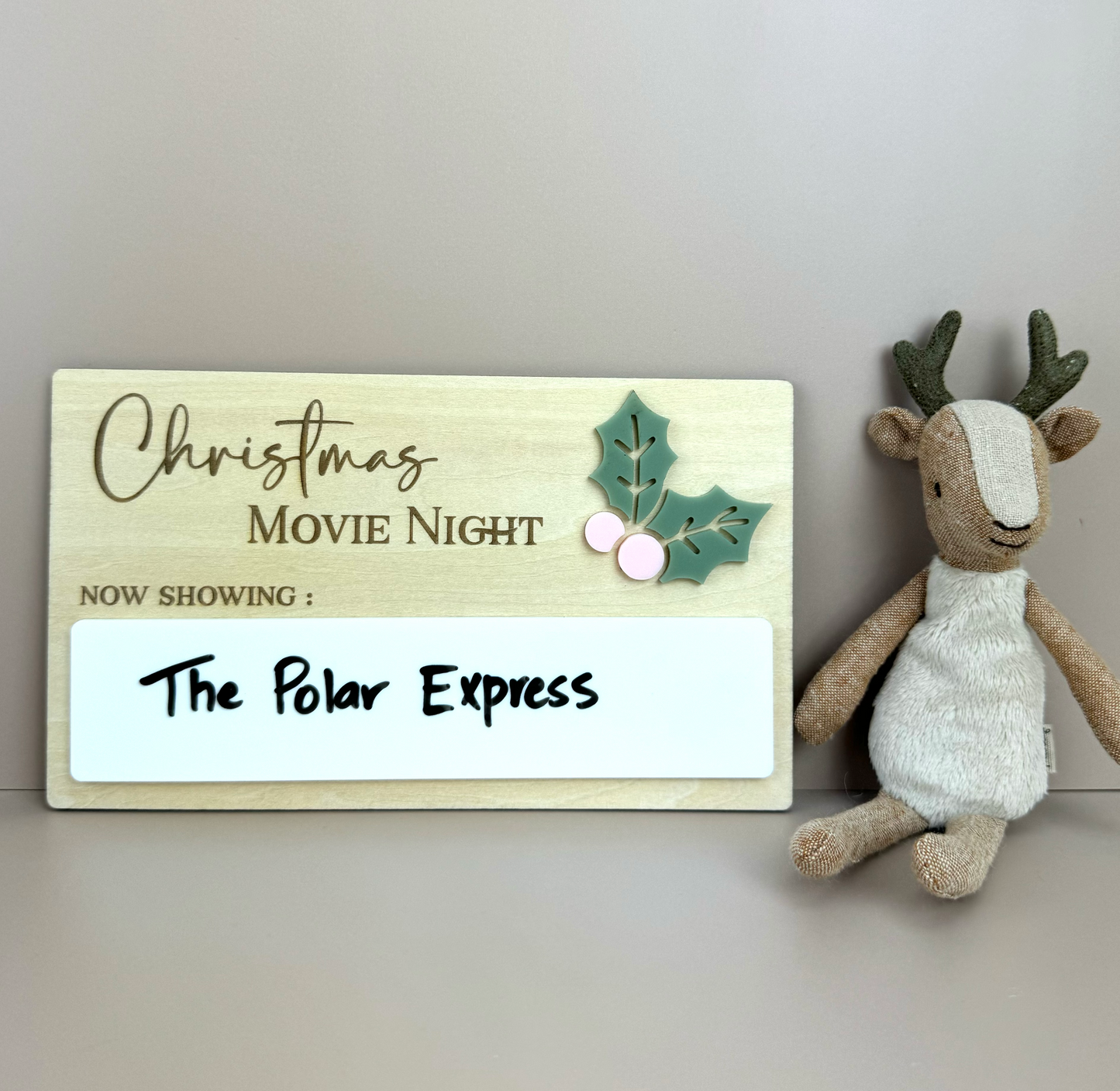 Christmas Movie Night Sign - Reusable Xmas movie board