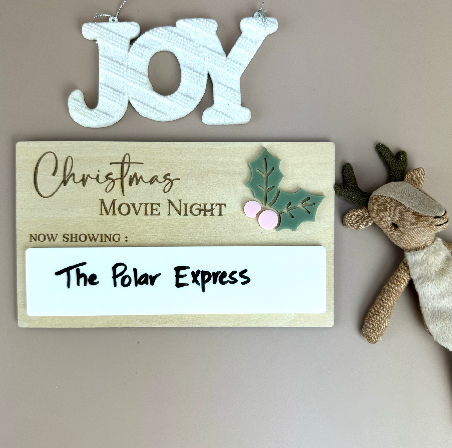 Christmas Movie Night Sign - Reusable Xmas movie board