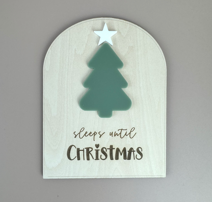 Xmas Countdown Board - Sleeps until Christmas - Olive