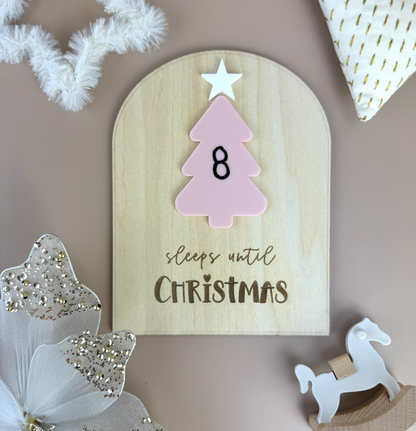 Xmas Countdown Board - Sleeps until Christmas - Blush