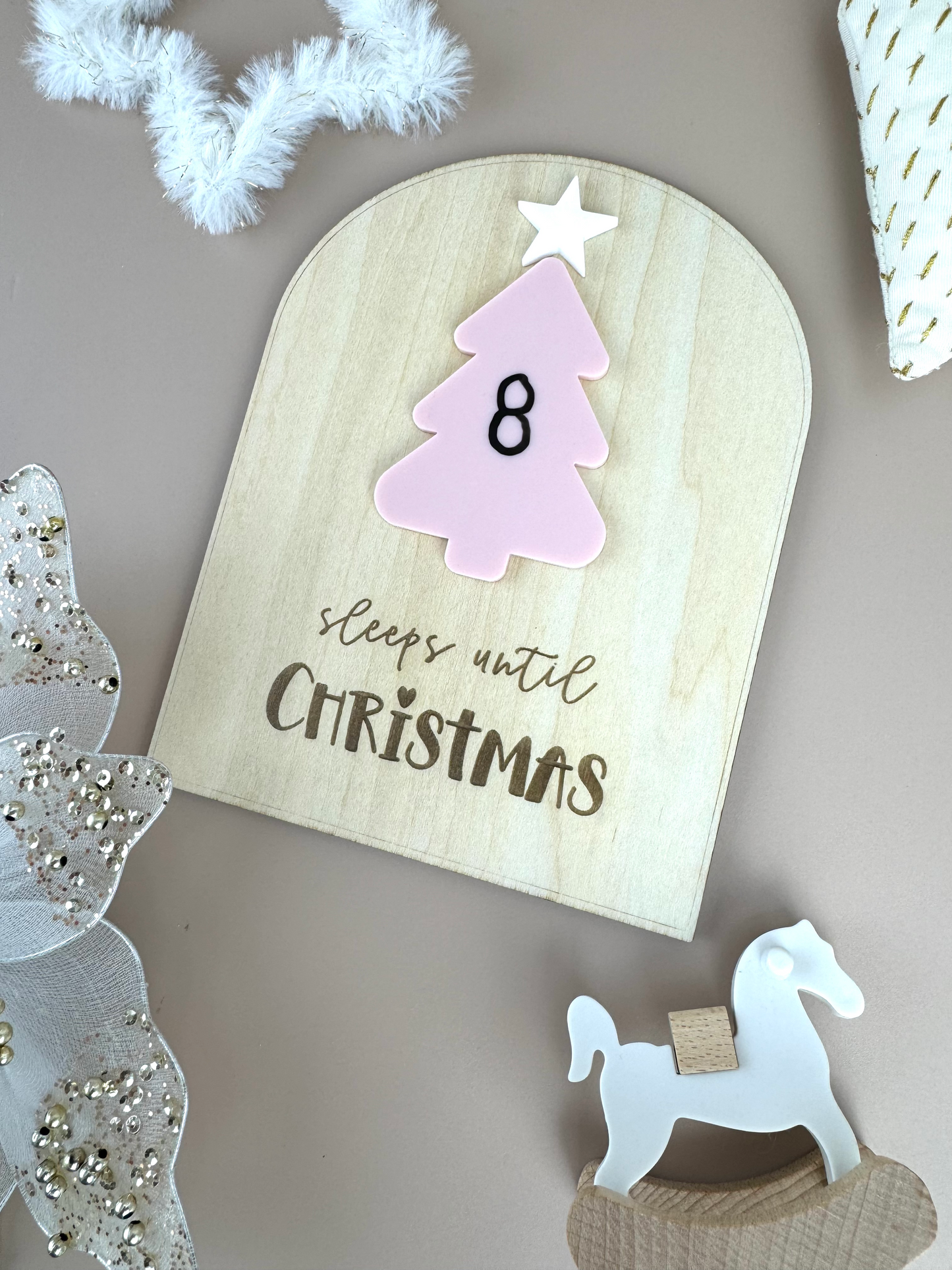 Xmas Countdown Board - Sleeps until Christmas - Blush