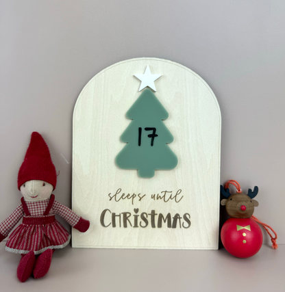 Xmas Countdown Board - Sleeps until Christmas - Olive