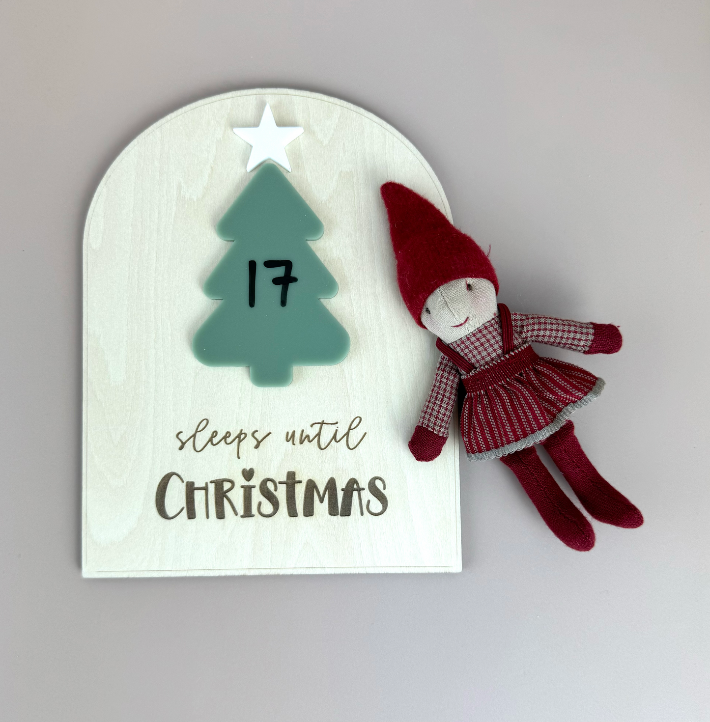 Xmas Countdown Board - Sleeps until Christmas - Olive