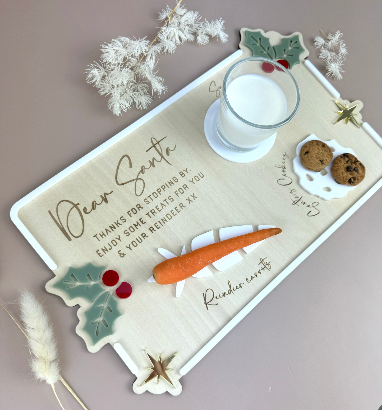 Luxe Dear Santa Tray - Holly - Xmas Eve Board