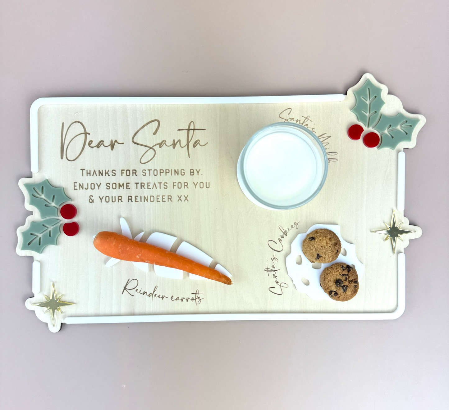 Luxe Dear Santa Tray - Holly - Xmas Eve Board