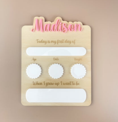 Personalised First day of School Board - Pink