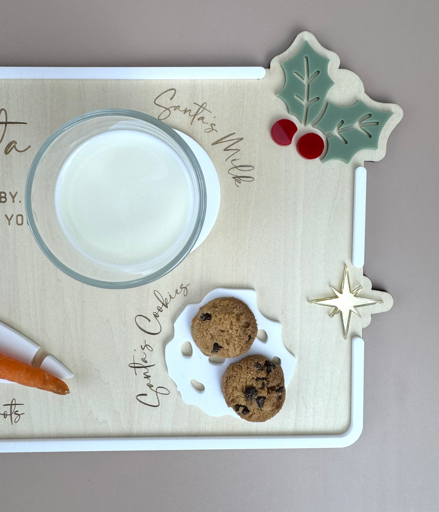 Luxe Dear Santa Tray - Holly - Xmas Eve Board