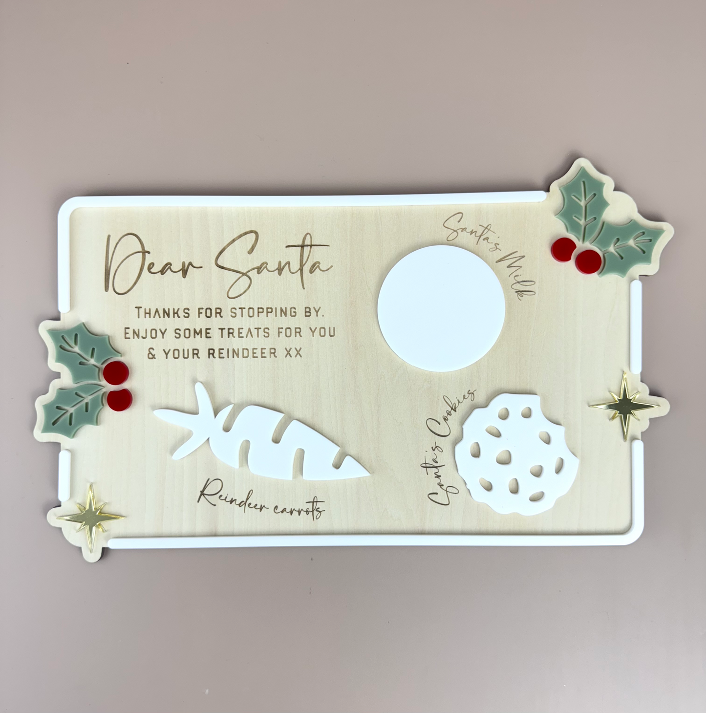 Luxe Dear Santa Tray - Holly - Xmas Eve Board