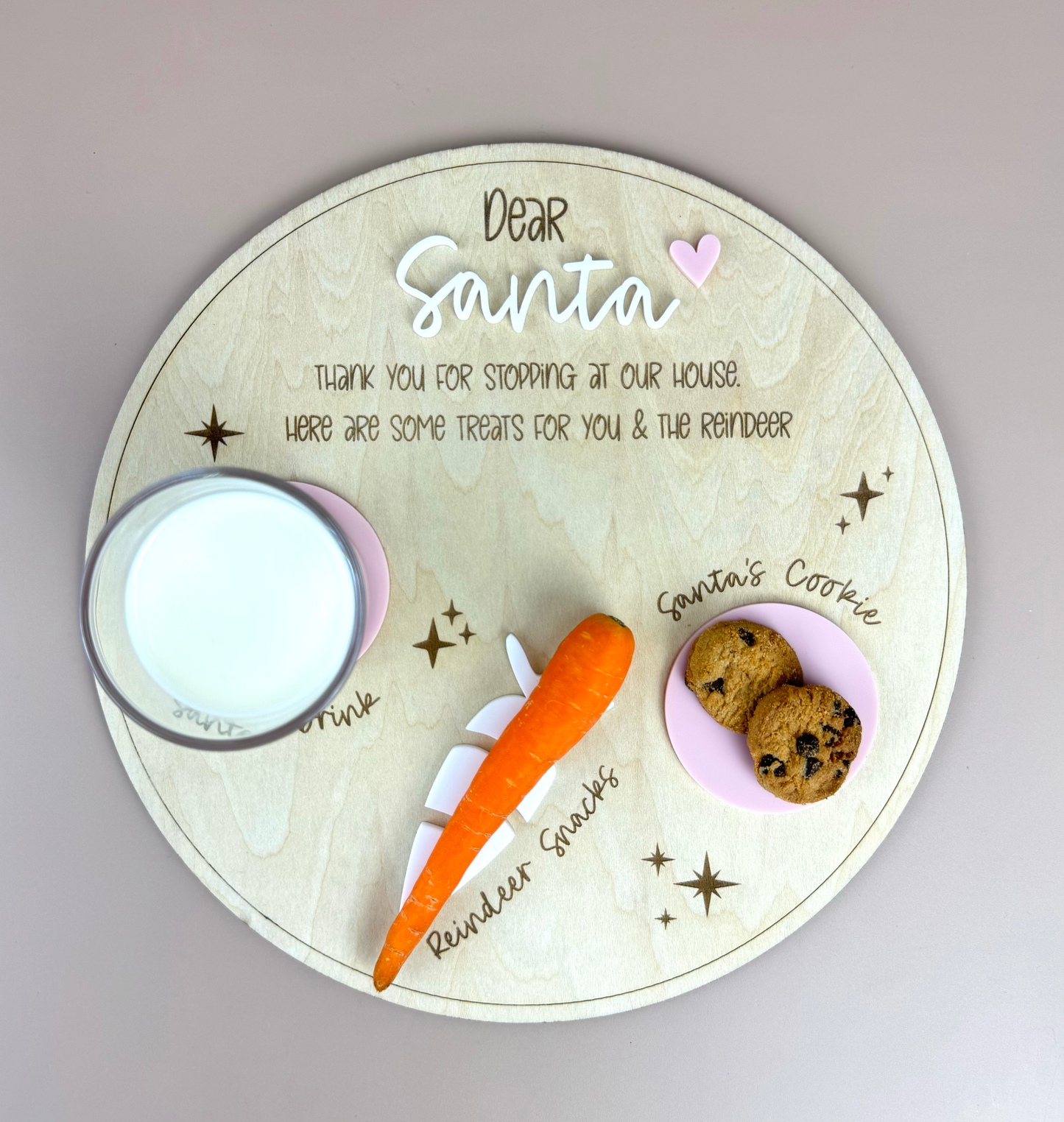 Dear Santa Tray - Round Blush - Christmas Eve Treat Board