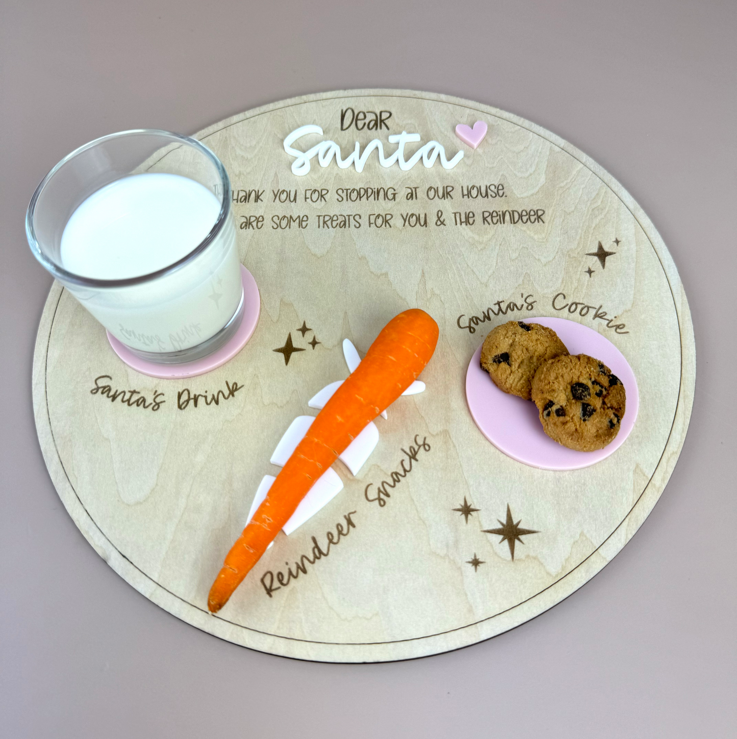 Dear Santa Tray - Round Blush - Christmas Eve Treat Board