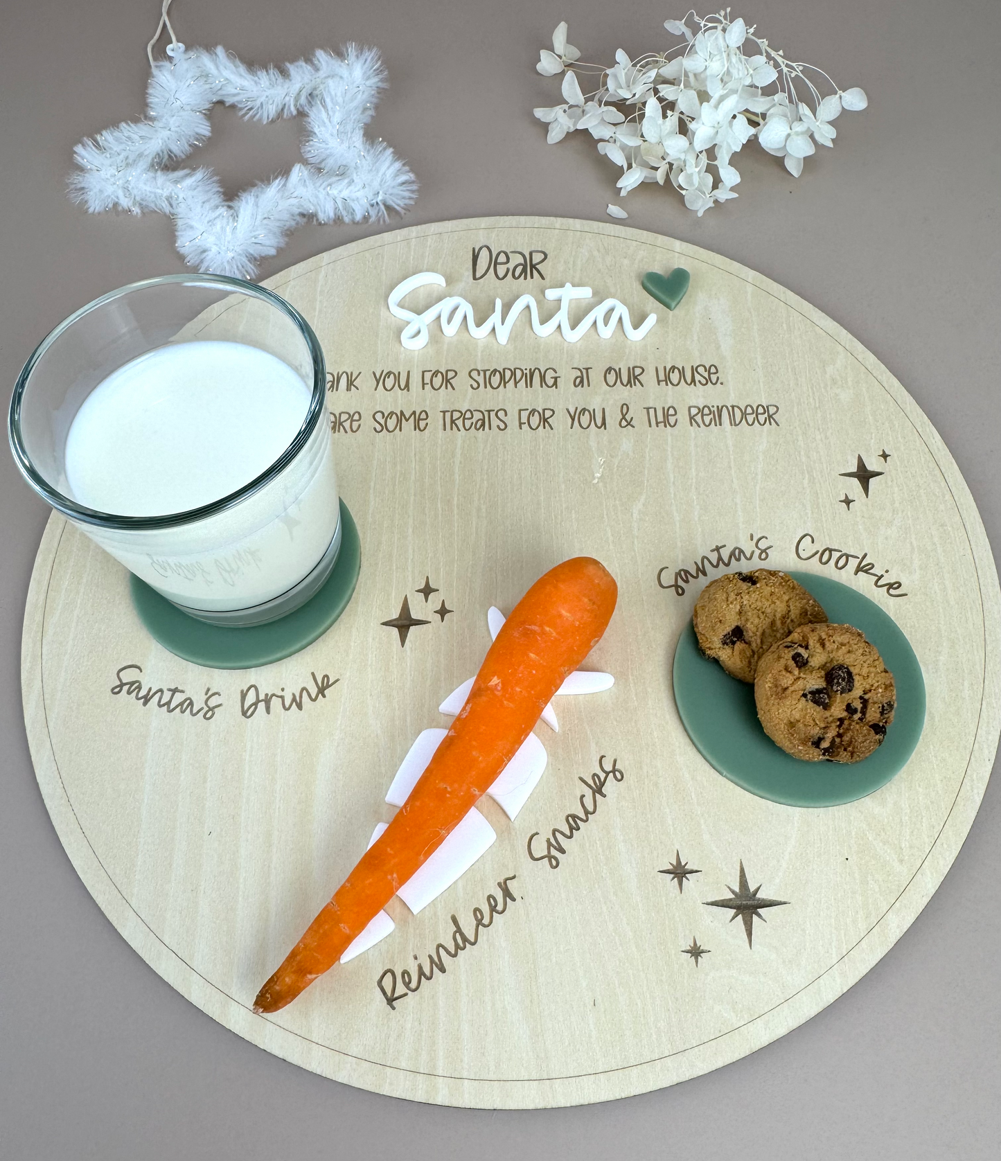 Dear Santa Tray - Round Olive - Christmas Eve Treat Board