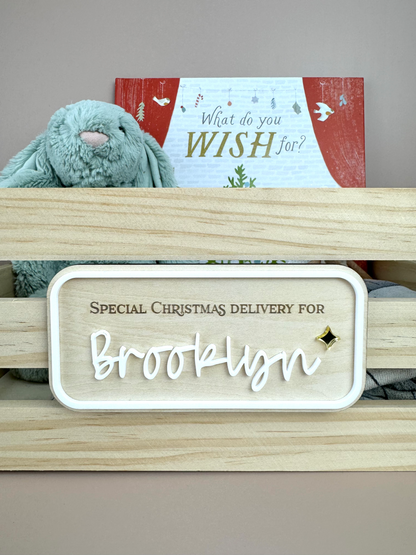 Custom Christmas Crate Plaque - Personalised crate sign Xmas