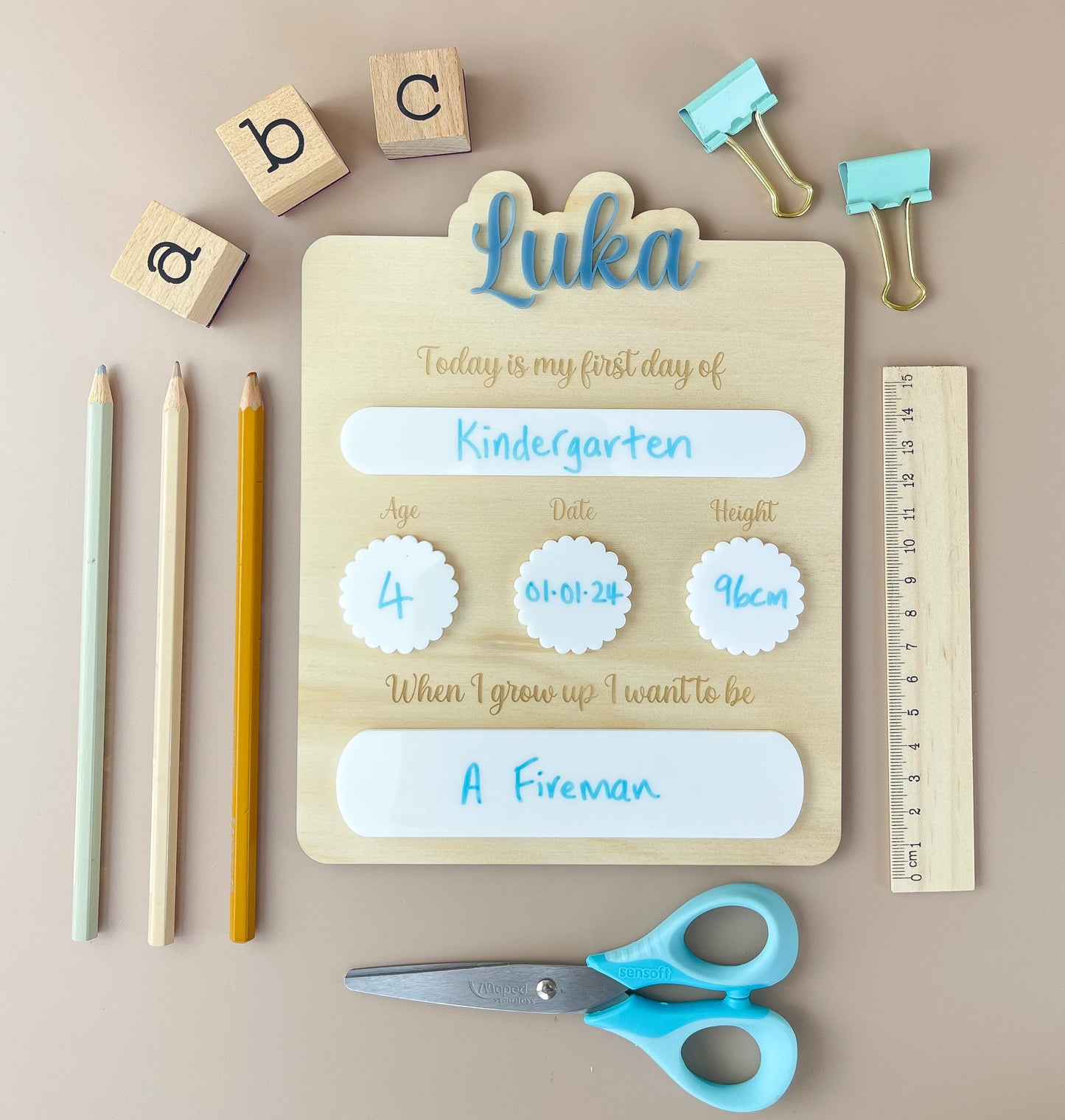 Personalised First day of School Board - Slate Blue