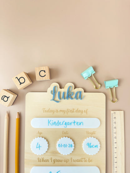 Personalised First day of School Board - Slate Blue