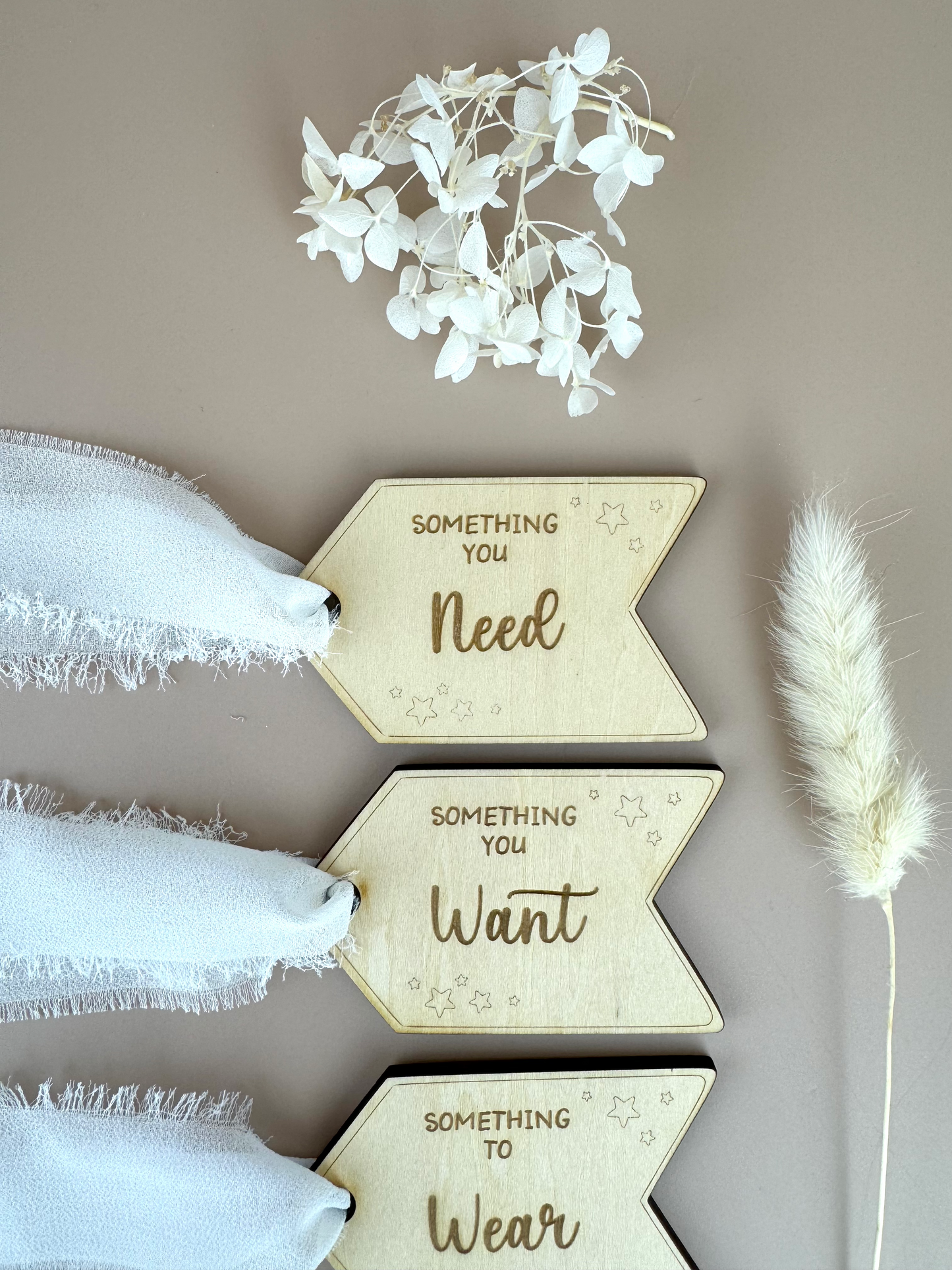 Christmas 'Something' gift tag set  - White Ribbon